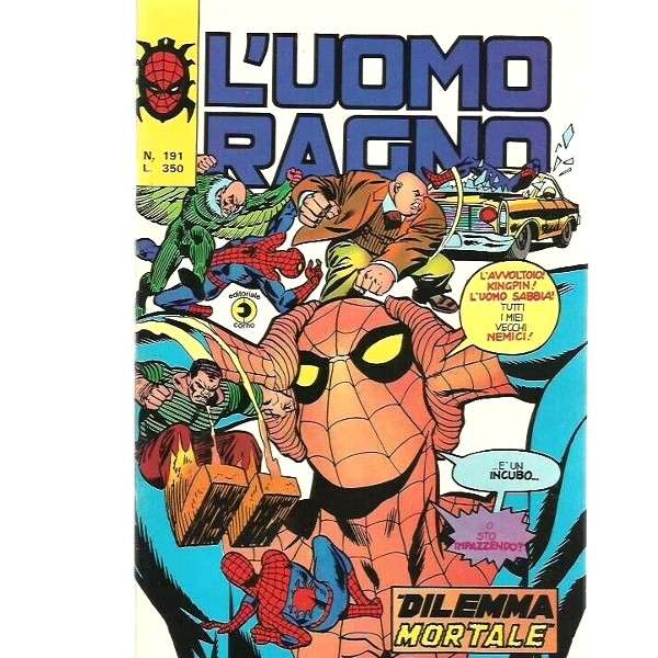 Uomo Ragno 191 Editoriale Corno Marvel Comics italiano fumetto originali supereroi Spider Man prima serie compro vendo online negozio ebay mondi sommersi lecce offerta sconti