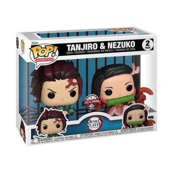 DEMON SLAYER POP FUNKO VINYL FIGURE 2 PACK TANJIRO NEZUKO 9CM GA EXCL funko pop