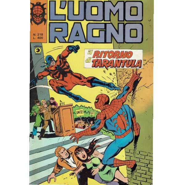 Uomo Ragno 218 Editoriale Editore Corno Marvel Comics italiano fumetto originali supereroi Spider Man prima serie compro vendo online negozio ebay mondi sommersi lecce offerta sconti