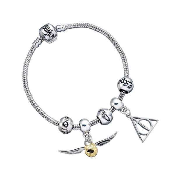 HARRY POTTER BRACCIALE ARGENTO + 2 CHARM + 3 STOPPER