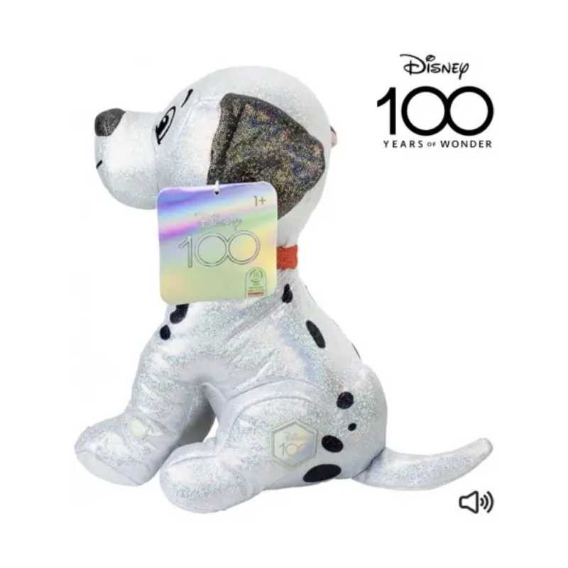 PELUCHE DISNEY 100TH ANNIVERSARY CARICA 101 LUCKY GLITTER CON SUONI 30 CM